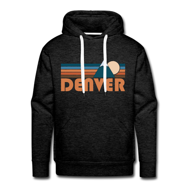 Premium Denver, Colorado Hoodie - Retro Mountain Premium Men's Denver Sweatshirt / Hoodie - charcoal grey