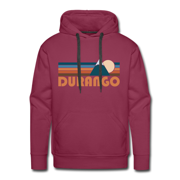 Premium Durango, Colorado Hoodie - Retro Mountain Premium Men's Durango Sweatshirt / Hoodie - burgundy