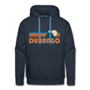 Premium Durango, Colorado Hoodie - Retro Mountain Premium Men's Durango Sweatshirt / Hoodie - navy