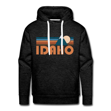 Premium Idaho Hoodie - Retro Mountain Premium Men's Idaho Sweatshirt / Hoodie - charcoal grey