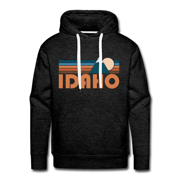 Premium Idaho Hoodie - Retro Mountain Premium Men's Idaho Sweatshirt / Hoodie - charcoal grey