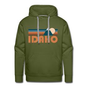 Premium Idaho Hoodie - Retro Mountain Premium Men's Idaho Sweatshirt / Hoodie - olive green