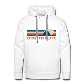 Premium Crested Butte, Colorado Hoodie - Retro Mountain Premium Men's Crested Butte Sweatshirt / Hoodie - white