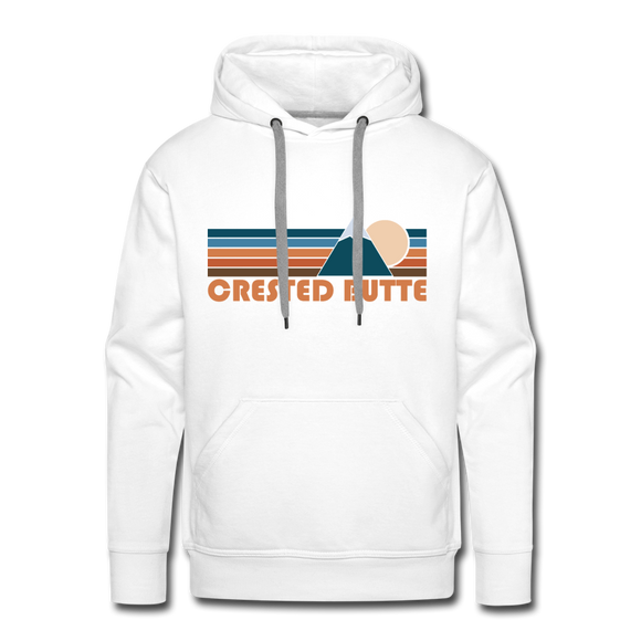 Premium Crested Butte, Colorado Hoodie - Retro Mountain Premium Men's Crested Butte Sweatshirt / Hoodie - white