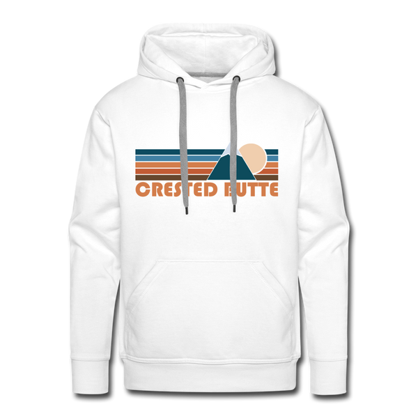 Premium Crested Butte, Colorado Hoodie - Retro Mountain Premium Men's Crested Butte Sweatshirt / Hoodie - white