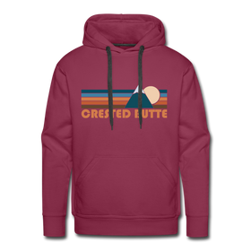 Premium Crested Butte, Colorado Hoodie - Retro Mountain Premium Men's Crested Butte Sweatshirt / Hoodie - burgundy