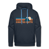 Premium Crested Butte, Colorado Hoodie - Retro Mountain Premium Men's Crested Butte Sweatshirt / Hoodie