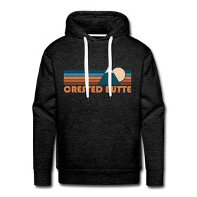 Premium Crested Butte, Colorado Hoodie - Retro Mountain Premium Men's Crested Butte Sweatshirt / Hoodie - charcoal grey