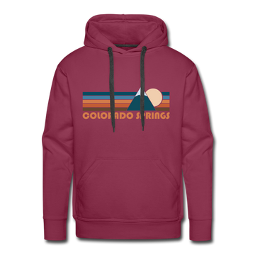 Premium Colorado Springs, Colorado Hoodie - Retro Mountain Premium Men's Colorado Springs Sweatshirt / Hoodie - burgundy