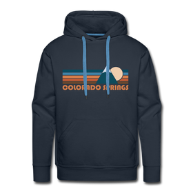 Premium Colorado Springs, Colorado Hoodie - Retro Mountain Premium Men's Colorado Springs Sweatshirt / Hoodie - navy
