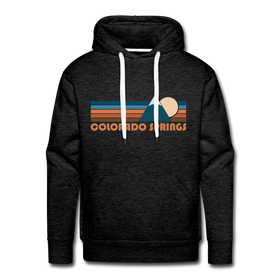 Premium Colorado Springs, Colorado Hoodie - Retro Mountain Premium Men's Colorado Springs Sweatshirt / Hoodie - charcoal grey