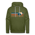 Premium Colorado Springs, Colorado Hoodie - Retro Mountain Premium Men's Colorado Springs Sweatshirt / Hoodie - olive green