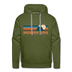 Premium Jackson Hole, Wyoming Hoodie - Retro Mountain Premium Men's Jackson Hole Sweatshirt / Hoodie - olive green