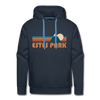 Premium Estes Park, Colorado Hoodie - Retro Mountain Premium Men's Estes Park Sweatshirt / Hoodie - navy
