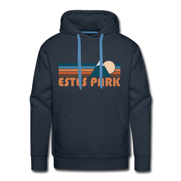 Premium Estes Park, Colorado Hoodie - Retro Mountain Premium Men's Estes Park Sweatshirt / Hoodie - navy