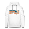 Premium Fort Collins, Colorado Hoodie - Retro Mountain Premium Men's Fort Collins Sweatshirt / Hoodie - white