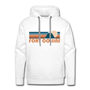 Premium Fort Collins, Colorado Hoodie - Retro Mountain Premium Men's Fort Collins Sweatshirt / Hoodie - white