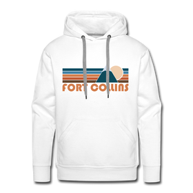 Premium Fort Collins, Colorado Hoodie - Retro Mountain Premium Men's Fort Collins Sweatshirt / Hoodie - white