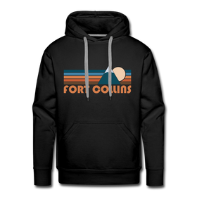 Premium Fort Collins, Colorado Hoodie - Retro Mountain Premium Men's Fort Collins Sweatshirt / Hoodie - black