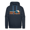 Premium Fort Collins, Colorado Hoodie - Retro Mountain Premium Men's Fort Collins Sweatshirt / Hoodie - navy