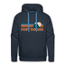 Premium Fort Collins, Colorado Hoodie - Retro Mountain Premium Men's Fort Collins Sweatshirt / Hoodie - navy