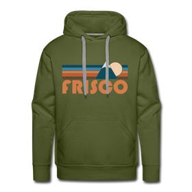 Premium Frisco, Colorado Hoodie - Retro Mountain Premium Men's Frisco Sweatshirt / Hoodie - olive green