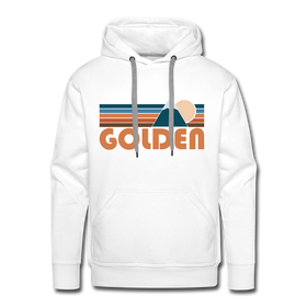 Premium Golden, Colorado Hoodie - Retro Mountain Premium Men's Golden Sweatshirt / Hoodie - white