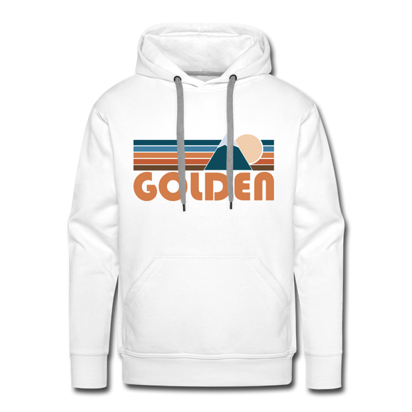 Premium Golden, Colorado Hoodie - Retro Mountain Premium Men's Golden Sweatshirt / Hoodie - white