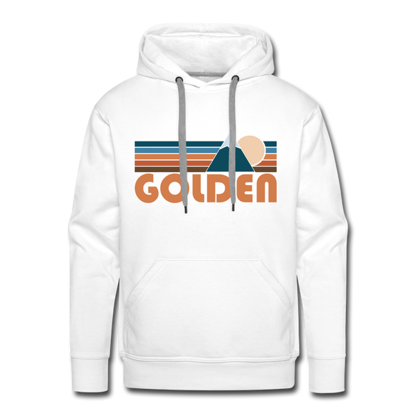 Premium Golden, Colorado Hoodie - Retro Mountain Premium Men's Golden Sweatshirt / Hoodie - white
