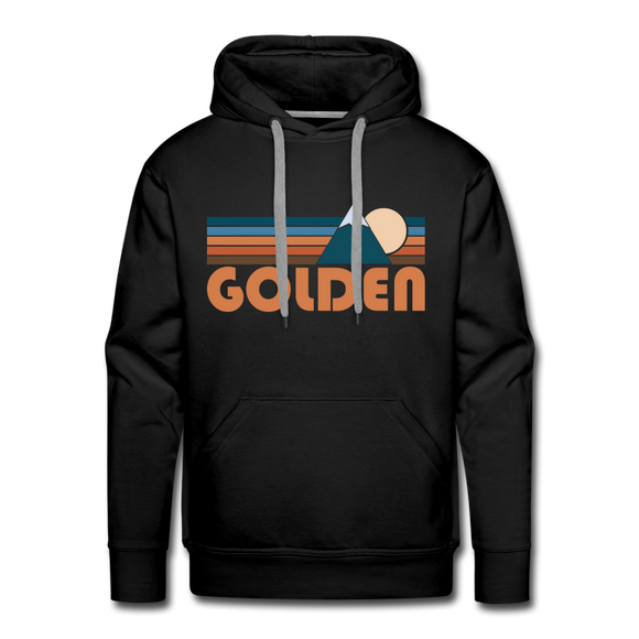 Premium Golden, Colorado Hoodie - Retro Mountain Premium Men's Golden Sweatshirt / Hoodie - black