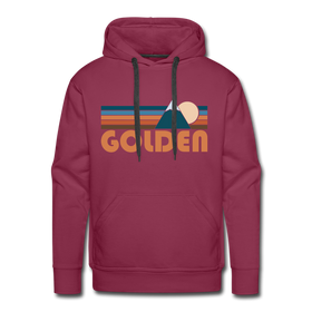 Premium Golden, Colorado Hoodie - Retro Mountain Premium Men's Golden Sweatshirt / Hoodie - burgundy