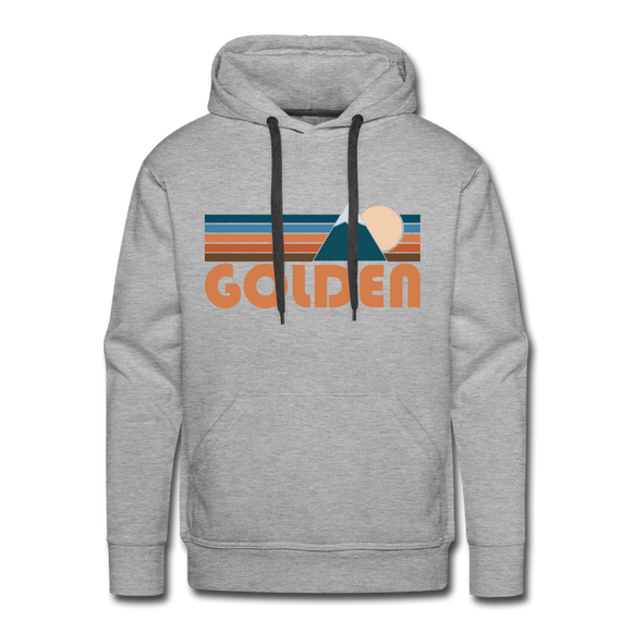 Premium Golden, Colorado Hoodie - Retro Mountain Premium Men's Golden Sweatshirt / Hoodie - heather grey