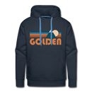 Premium Golden, Colorado Hoodie - Retro Mountain Premium Men's Golden Sweatshirt / Hoodie - navy