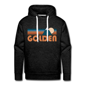 Premium Golden, Colorado Hoodie - Retro Mountain Premium Men's Golden Sweatshirt / Hoodie - charcoal grey
