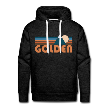 Premium Golden, Colorado Hoodie - Retro Mountain Premium Men's Golden Sweatshirt / Hoodie - charcoal grey