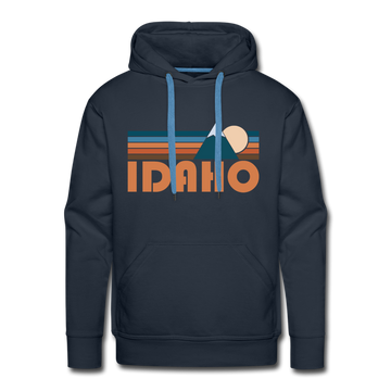 Premium Idaho Hoodie - Retro Mountain Premium Men's Idaho Sweatshirt / Hoodie - navy