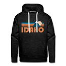 Premium Idaho Hoodie - Retro Mountain Premium Men's Idaho Sweatshirt / Hoodie - charcoal grey