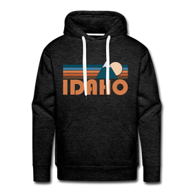 Premium Idaho Hoodie - Retro Mountain Premium Men's Idaho Sweatshirt / Hoodie - charcoal grey