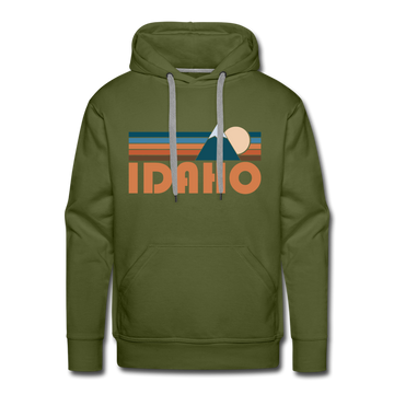 Premium Idaho Hoodie - Retro Mountain Premium Men's Idaho Sweatshirt / Hoodie - olive green