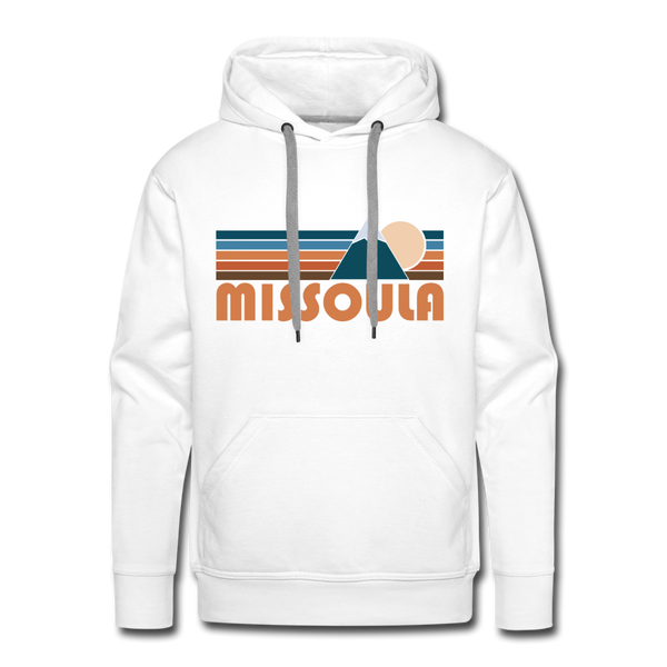 Premium Missoula, Montana Hoodie - Retro Mountain Premium Men's Missoula Sweatshirt / Hoodie - white