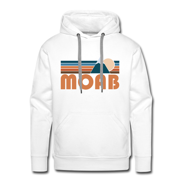 Premium Moab, Utah Hoodie - Retro Mountain Premium Men's Moab Sweatshirt / Hoodie - white