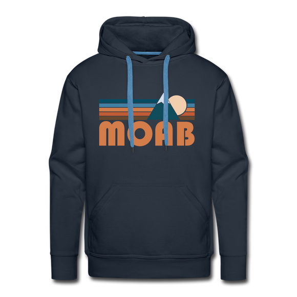 Premium Moab, Utah Hoodie - Retro Mountain Premium Men's Moab Sweatshirt / Hoodie - navy