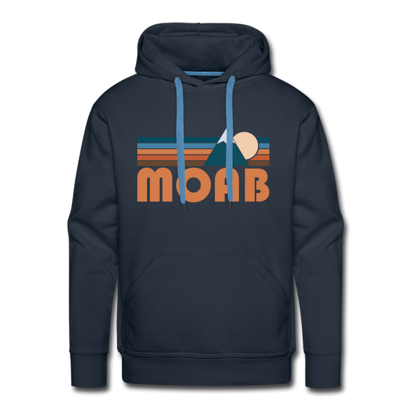 Premium Moab, Utah Hoodie - Retro Mountain Premium Men's Moab Sweatshirt / Hoodie - navy