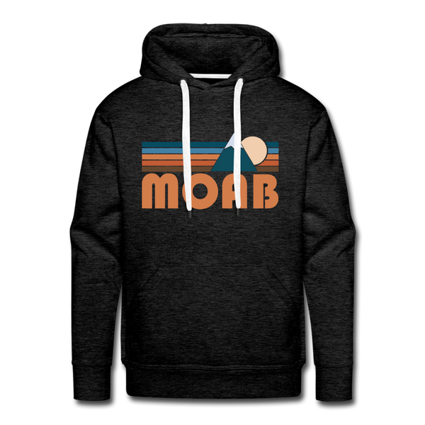 Premium Moab, Utah Hoodie - Retro Mountain Premium Men's Moab Sweatshirt / Hoodie - charcoal grey