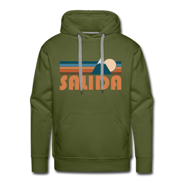 Premium Salida, Colorado Hoodie - Retro Mountain Premium Men's Salida Sweatshirt / Hoodie - olive green