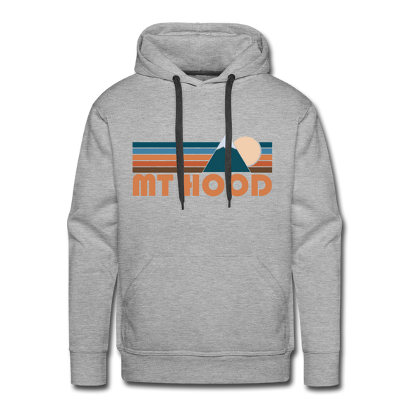 Premium Mount Hood, Oregon Hoodie - Retro Mountain Premium Men's Mount Hood Sweatshirt / Hoodie - heather grey