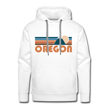 Premium Oregon Hoodie - Retro Mountain Premium Men's Oregon Sweatshirt / Hoodie - white