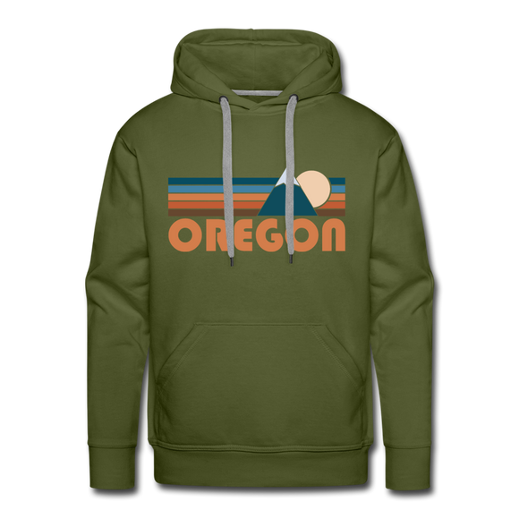 Premium Oregon Hoodie - Retro Mountain Premium Men's Oregon Sweatshirt / Hoodie - olive green
