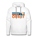 Premium Ouray, Colorado Hoodie - Retro Mountain Premium Men's Ouray Sweatshirt / Hoodie - white