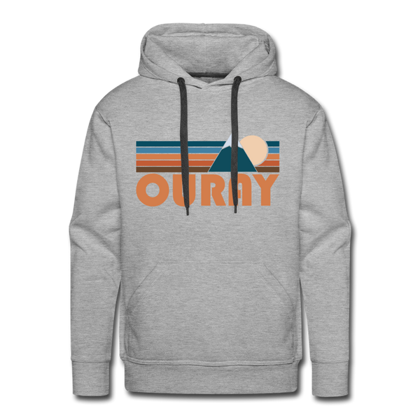 Premium Ouray, Colorado Hoodie - Retro Mountain Premium Men's Ouray Sweatshirt / Hoodie - heather grey